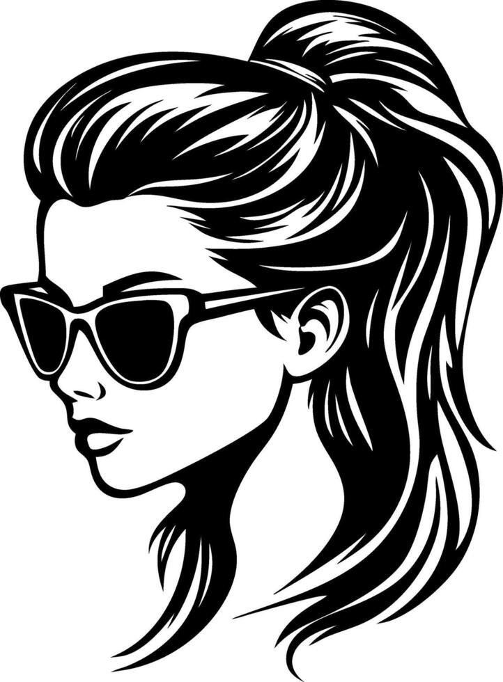 Chic Woman Portrait with Sunglasses Stylish Illustration for Fashion and Design Projects vector