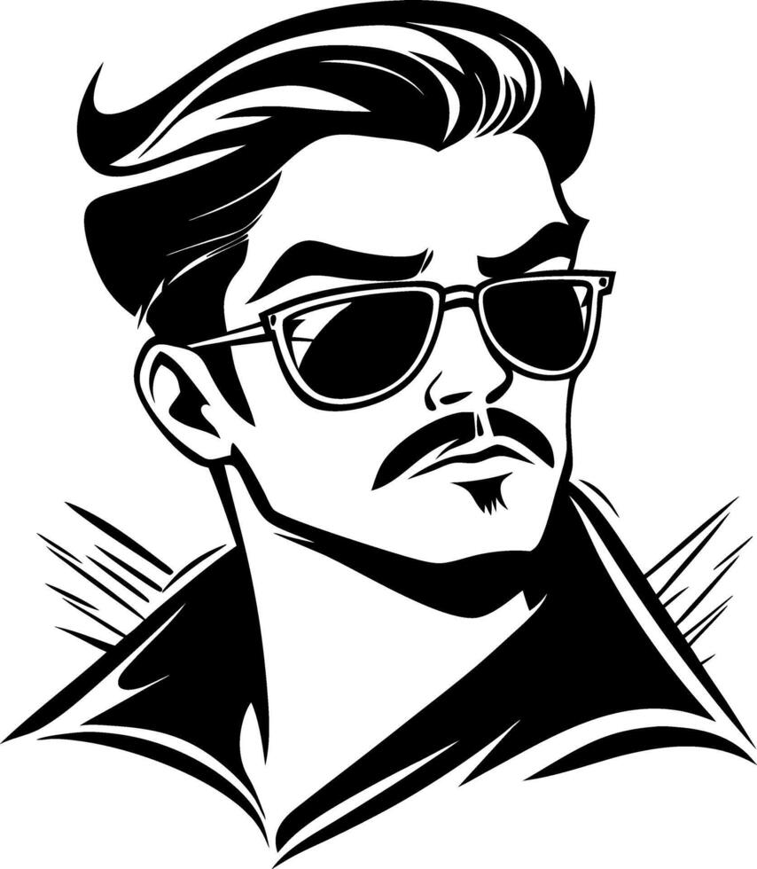 Stylish Man with Sunglasses in Modern Graphic Style for Fashion and Tattoo Design vector