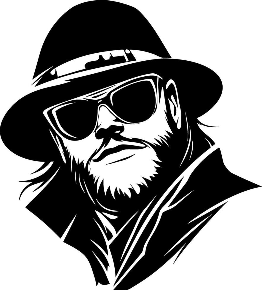 Stylish Man in Hat and Sunglasses Vintage Portrait for Tattoo and Artwork Design vector