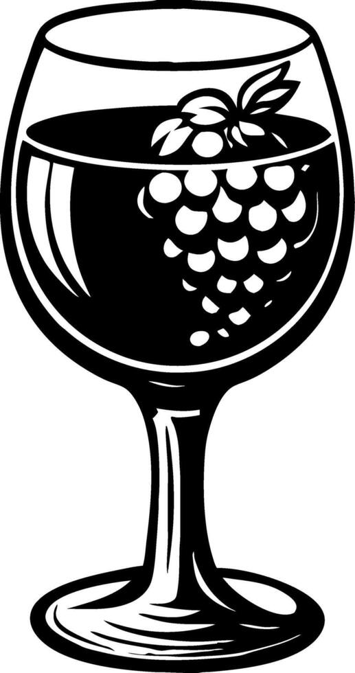 Elegant Wine Glass with Grapes Perfect for Beverage Art Designs and Coloring Activities vector