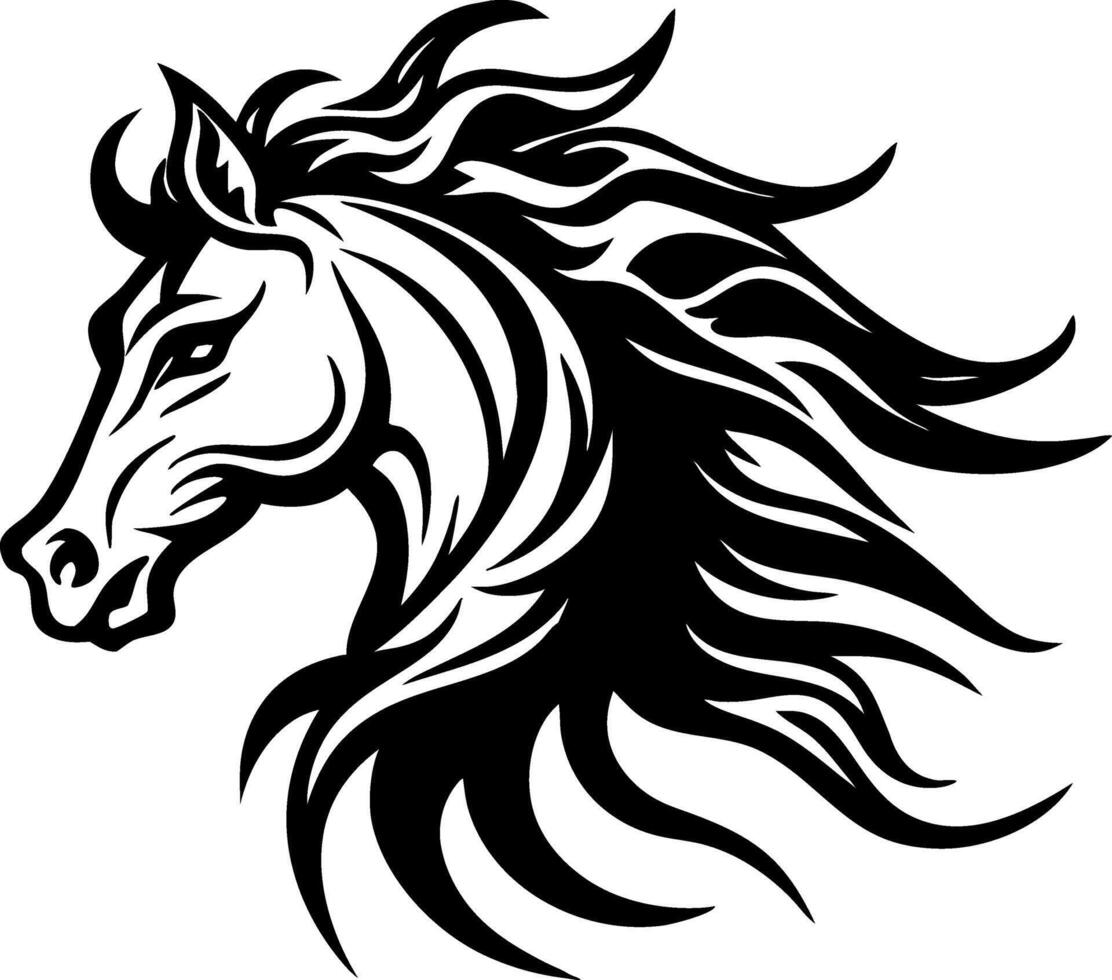 Majestic Horse Head Silhouette With Flowing Mane Perfect for Tattoo Designs and Art Projects vector