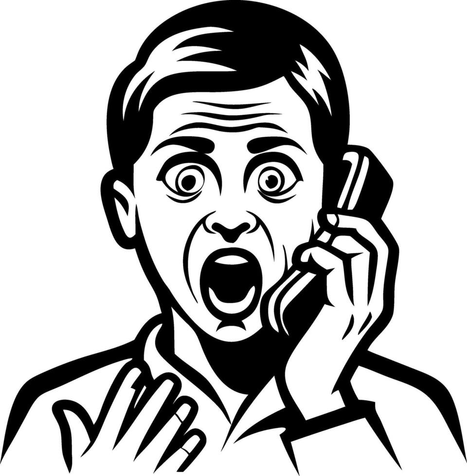 Shocked Boy Talking on Phone Retro Style Illustration for Creative Projects vector