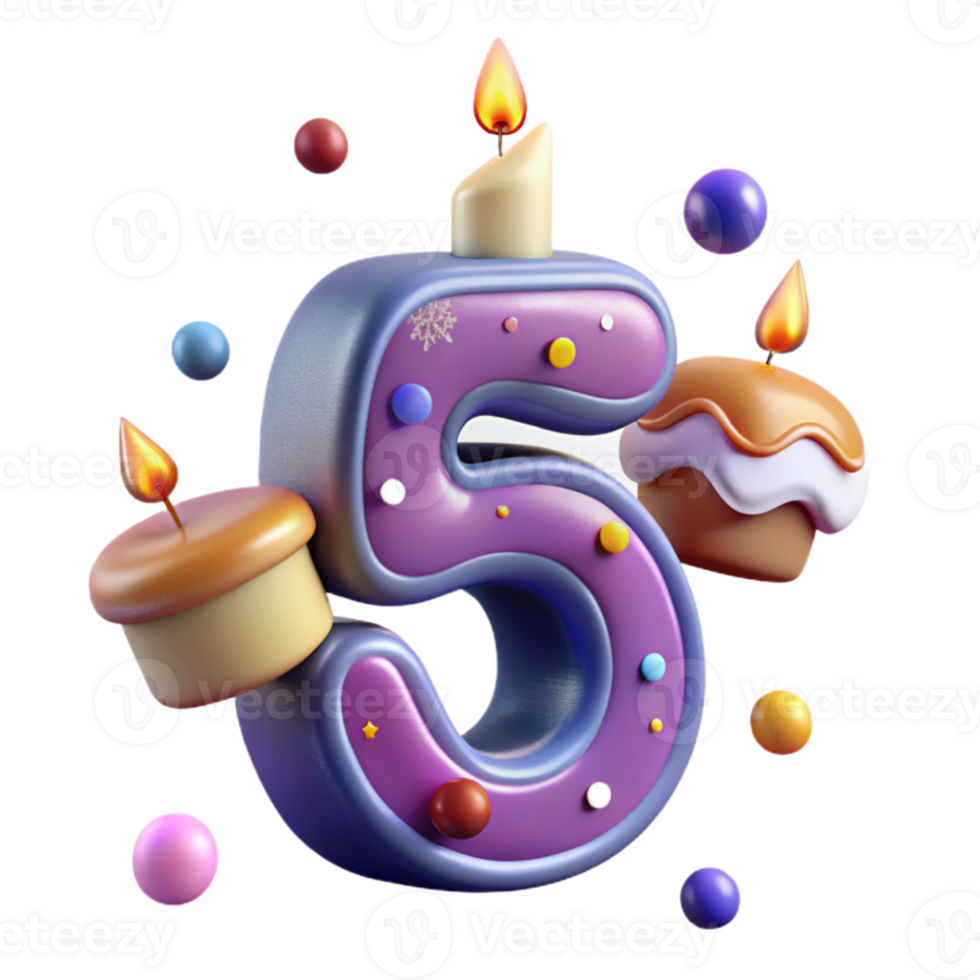 magnificent rustic Numeric Birthday Candle Number 5 Cutout for Age Representation high resolution png