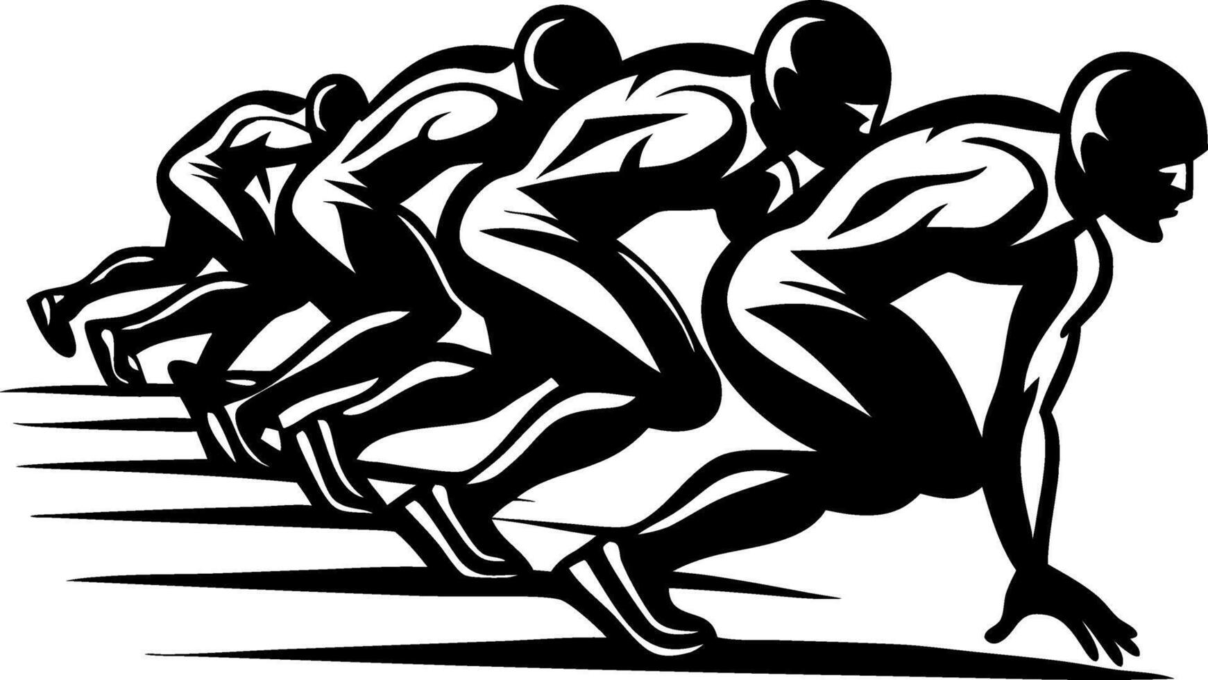 Dynamic Group of Runners Starting Position Powerful Athletic Silhouettes for Sports Designs vector