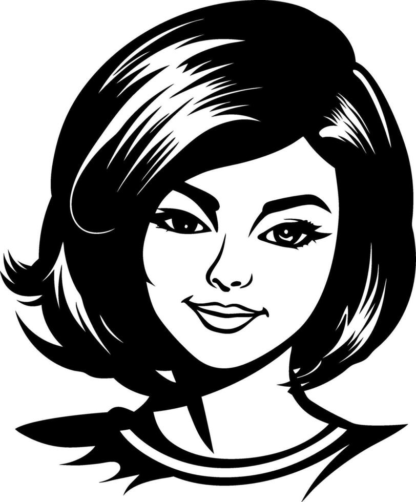 Stylish Young Woman Illustration for Tattoo Design and Art Projects vector