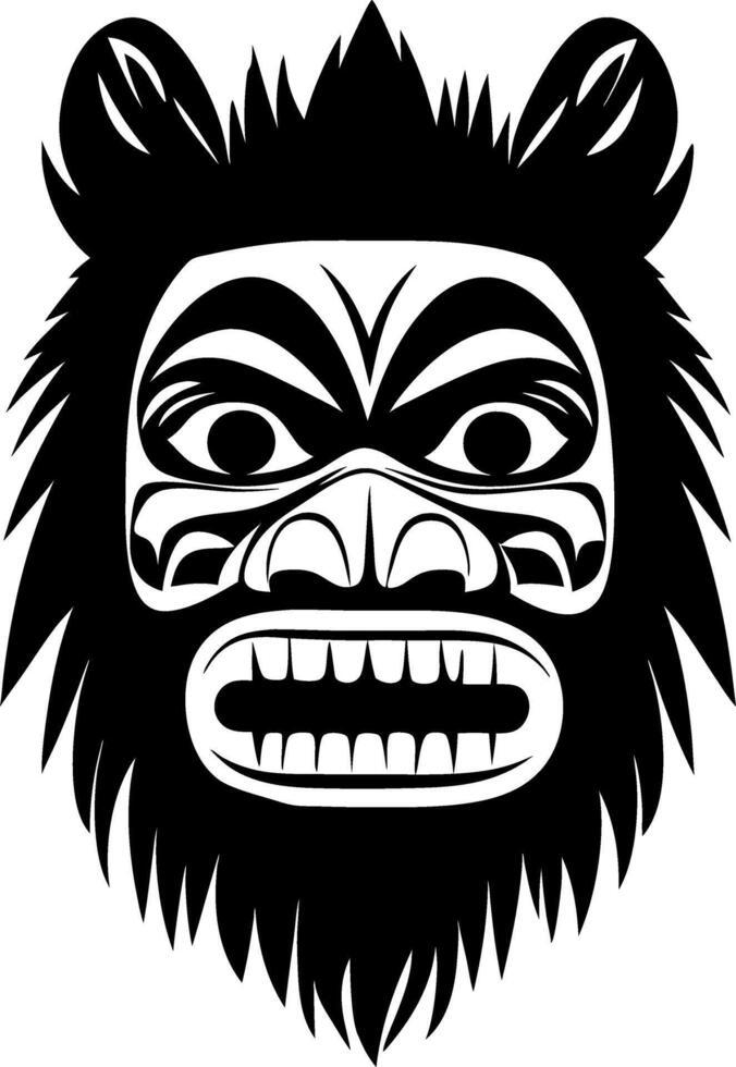 Bold Tribal Mask Design Featuring Fierce Expression Ideal for Tattoo and Artwork Inspiration vector