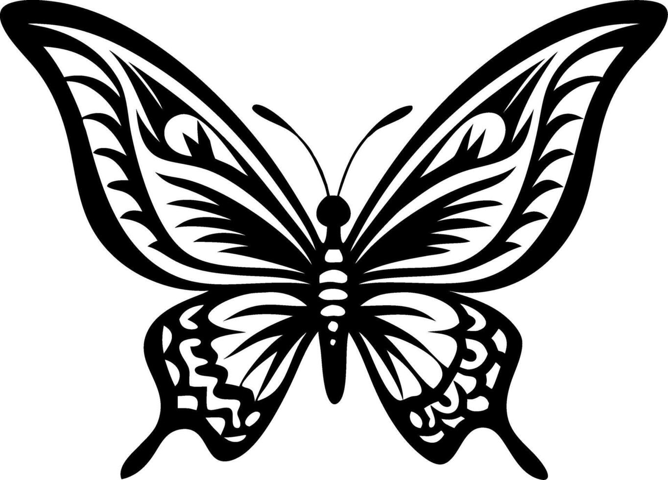 Intricate Butterfly Design for Tattoo and Coloring Book Art vector