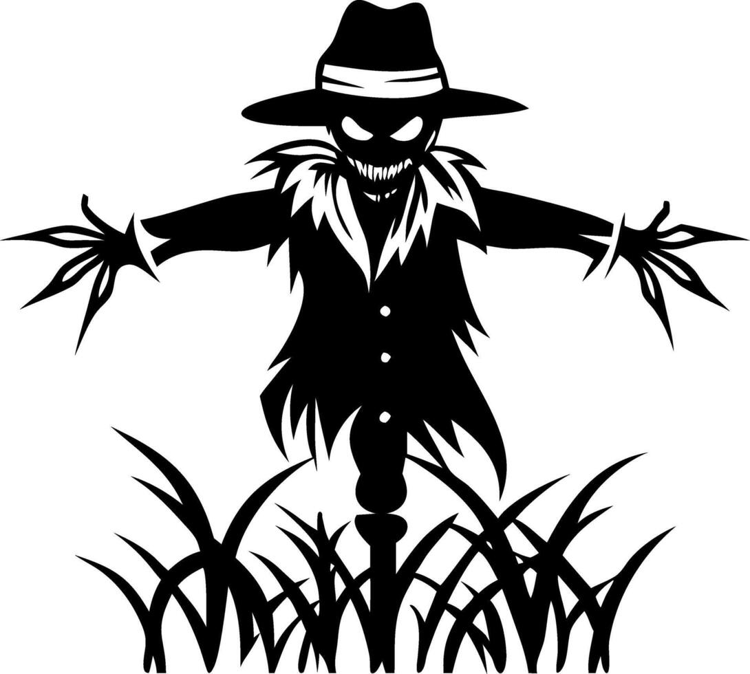 Menacing Scarecrow Staring among Tall Grasses Ideal for Halloween Decorations and Illustrations vector