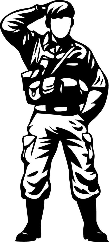 Military Soldier Saluting Illustration for Craft Projects and Digital Designs vector