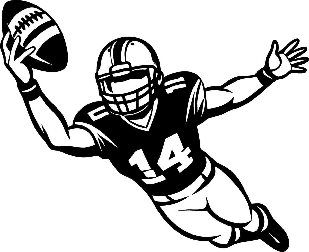 Dynamic Football Player Making a Touchdown Catch Silhouette Illustration for Sports Graphics vector