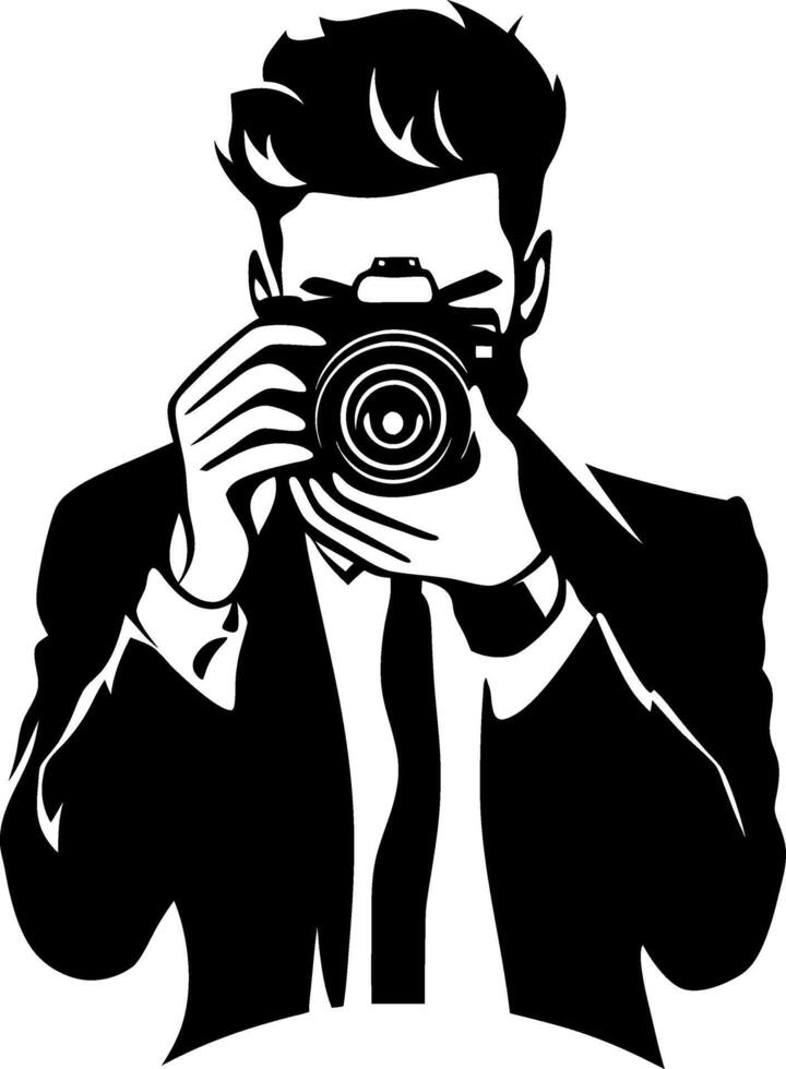 Stylish Man Holding Camera in Formal Attire for Art Design vector