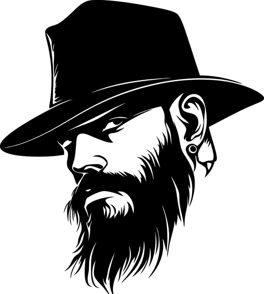 Stylish Bearded Man in a Wide-Brimmed Hat Elegant Male Portrait for Tattoo and Design Inspiration vector