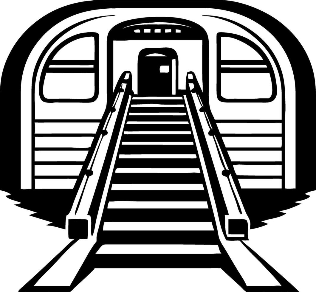 Subway Entrance with Stairs Urban Design for Tattoo Art and Graphic Projects vector