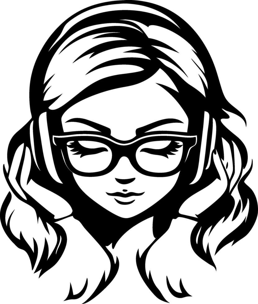 Stylish Girl with Headphones and Glasses Perfect for Music Lovers and Fashion Enthusiasts vector