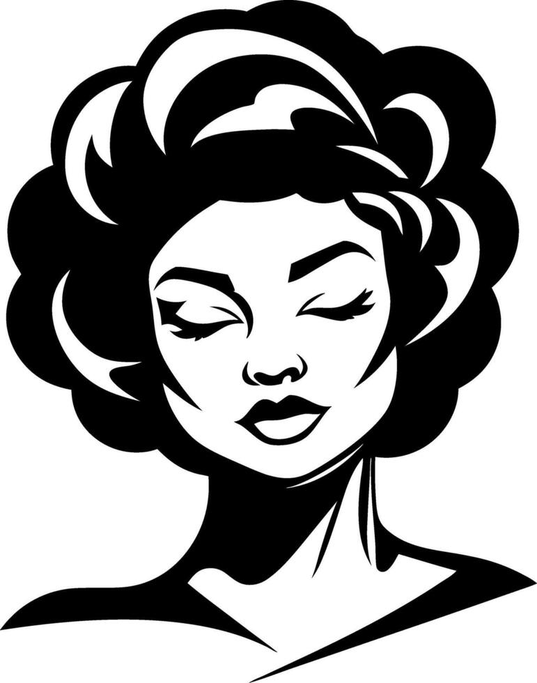 Elegant Black and White Portrait of a Woman with Curl Hair for Fashion and Beauty Projects vector