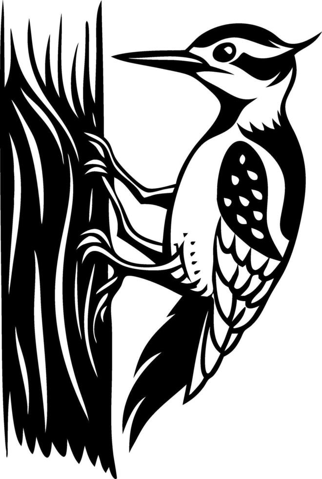 Woodpecker Climbing Tree Trunk Illustration for Nature Themed Designs and Craft Projects vector