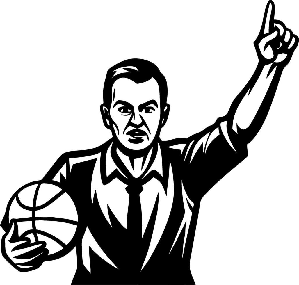 Basketball Coach Gesture Holding Ball Leadership Inspiration Design for Sports Themes vector