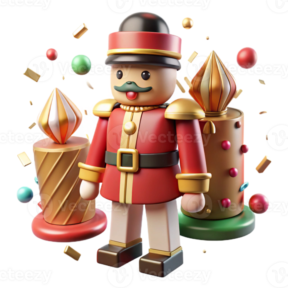 dramatic classic Nutcracker Wooden Soldier Figurine Isolated Christmas high quality png