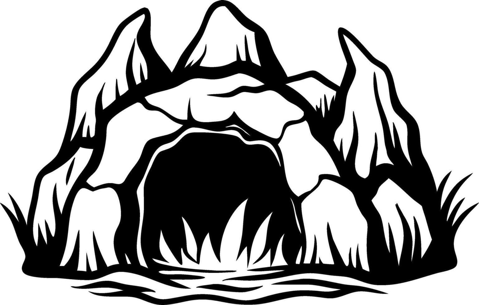 Mountain Cave Entrance Art for Adventure Theme Designs and Nature Illustrations vector