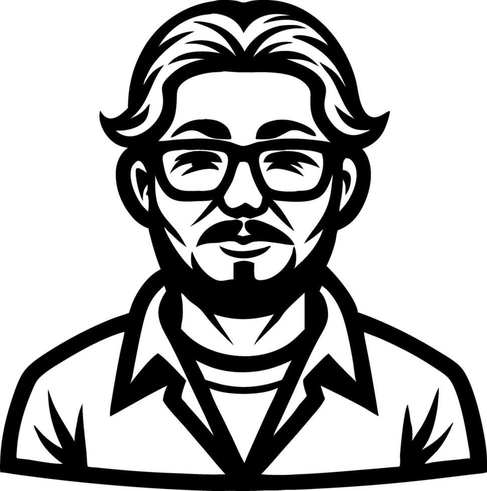 Stylized Portrait of a Man with Glasses for Graphic Design and Illustration Projects vector