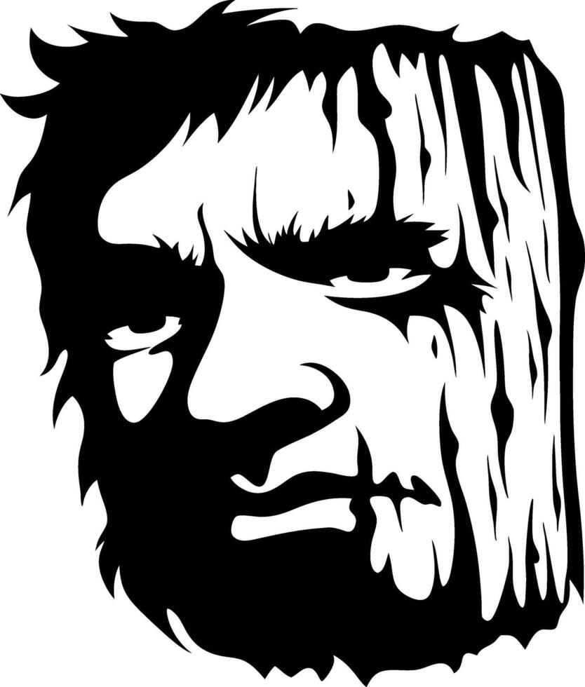 Wood Textured Face Silhouette for Unique Tattoo Designs and Graphic Art Projects vector