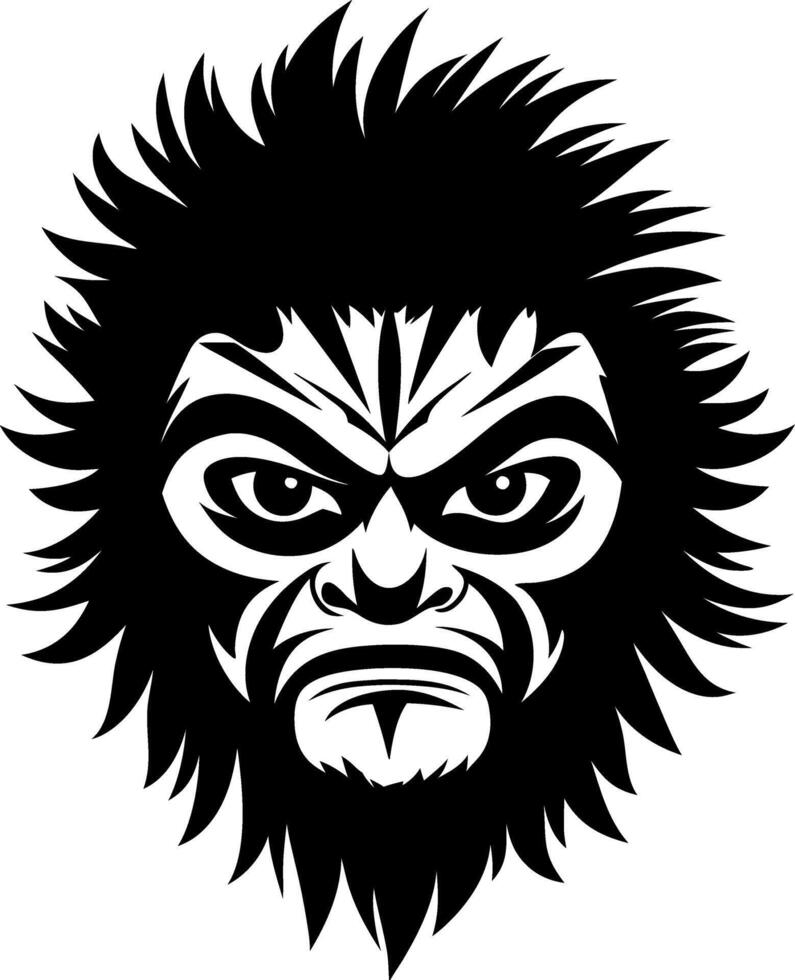 Bold Monkey Face Illustration with Intense Expression for Tattoos and Graphic Designs vector