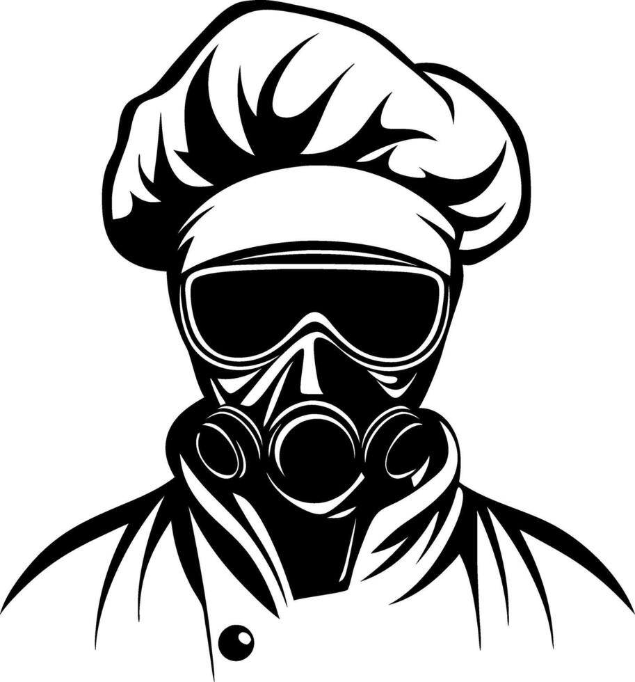 Chef in Gas Mask Illustration for Unique Tattoo Design and Creative Projects vector
