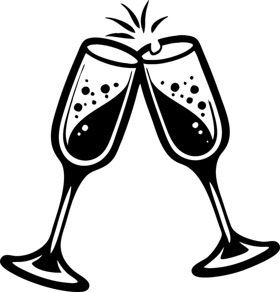 Champagne Flutes Clinking Celebration Cheers Graphic Design vector