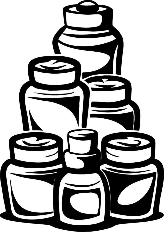 Assorted Bottles Kitchen Jars Containers for Cooking Storage or Illustration Design vector