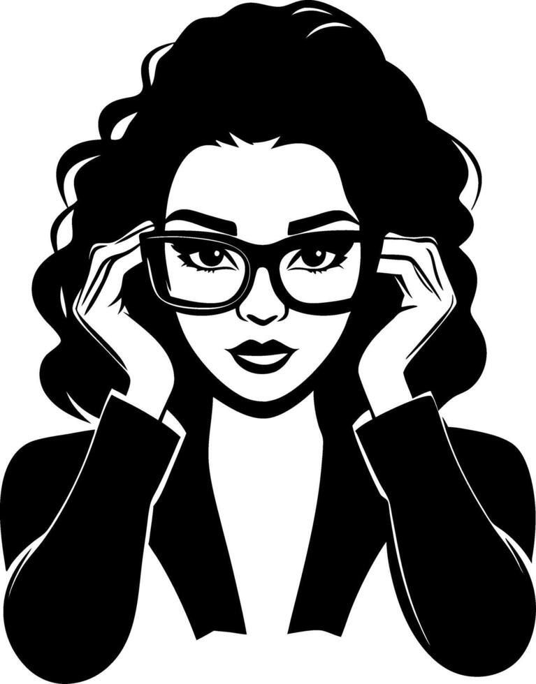Stylish Woman with Glasses and Curly Hair in Modern Fashion for Creative Projects vector