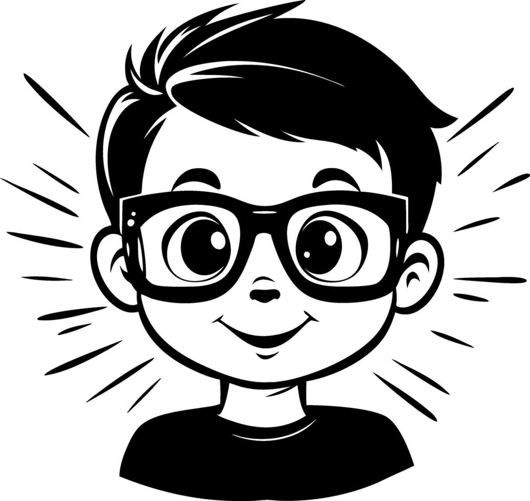 Cheerful Cartoon Boy with Glasses and Bright Smile Ideal for Childrens Illustrations vector