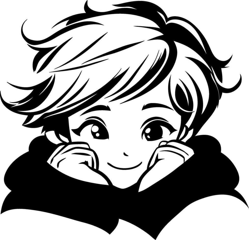 Cheerful Young Person with Stylish Hair and Hoodie Expressing Joyful Emotion vector