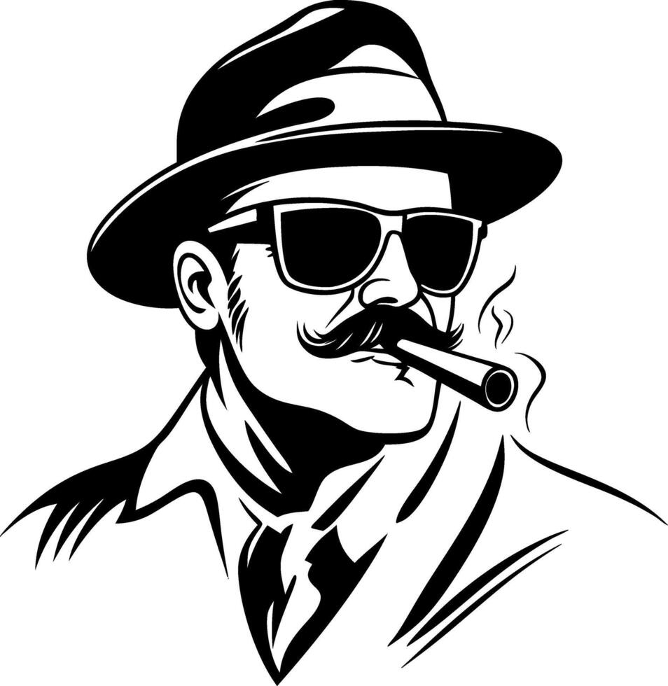 Vintage Gangster Man with Cigarette and Sunglasses Retro Style Illustration vector