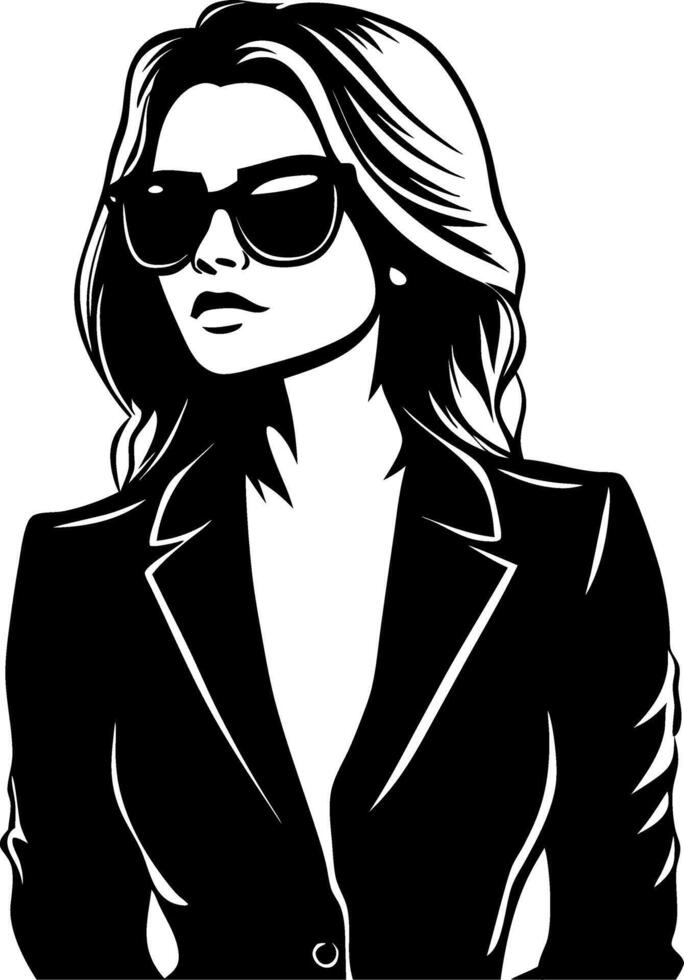Stylish Confident Woman in Sunglasses Illustration for Fashion Design and Branding vector