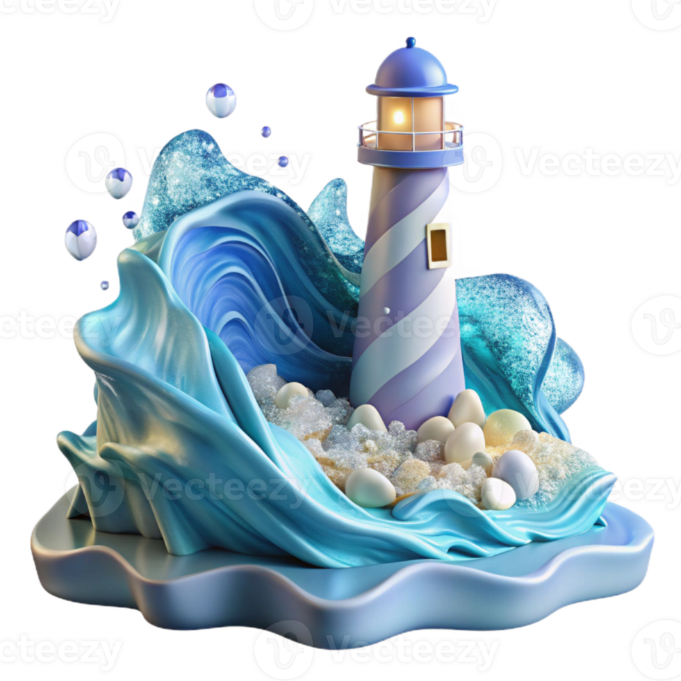 magnificent rustic Ocean Wave and Lighthouse Isolated for Nautical Themes png