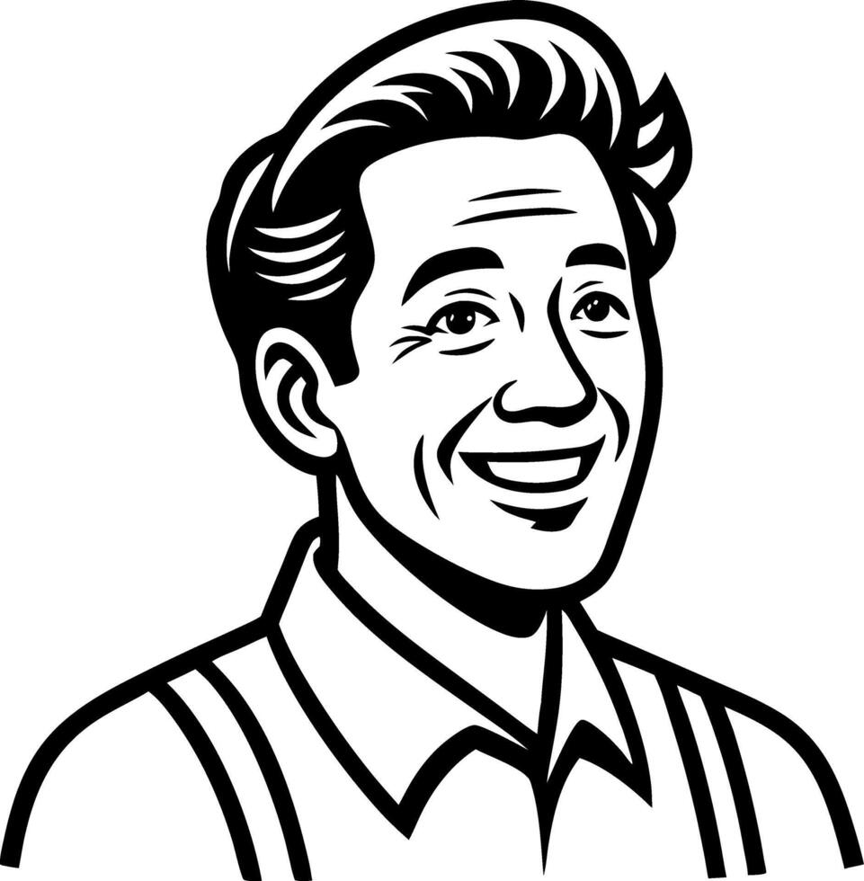 Cheerful Retro Style Portrait of a Young Man with a Friendly Smile for Vintage Design vector