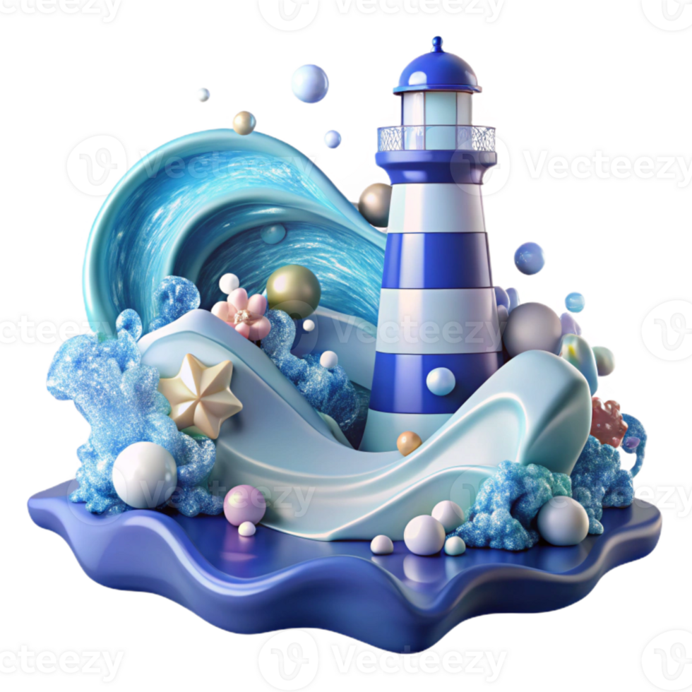 dramatic rustic Ocean Wave and Lighthouse Isolated for Nautical Themes exclusive png