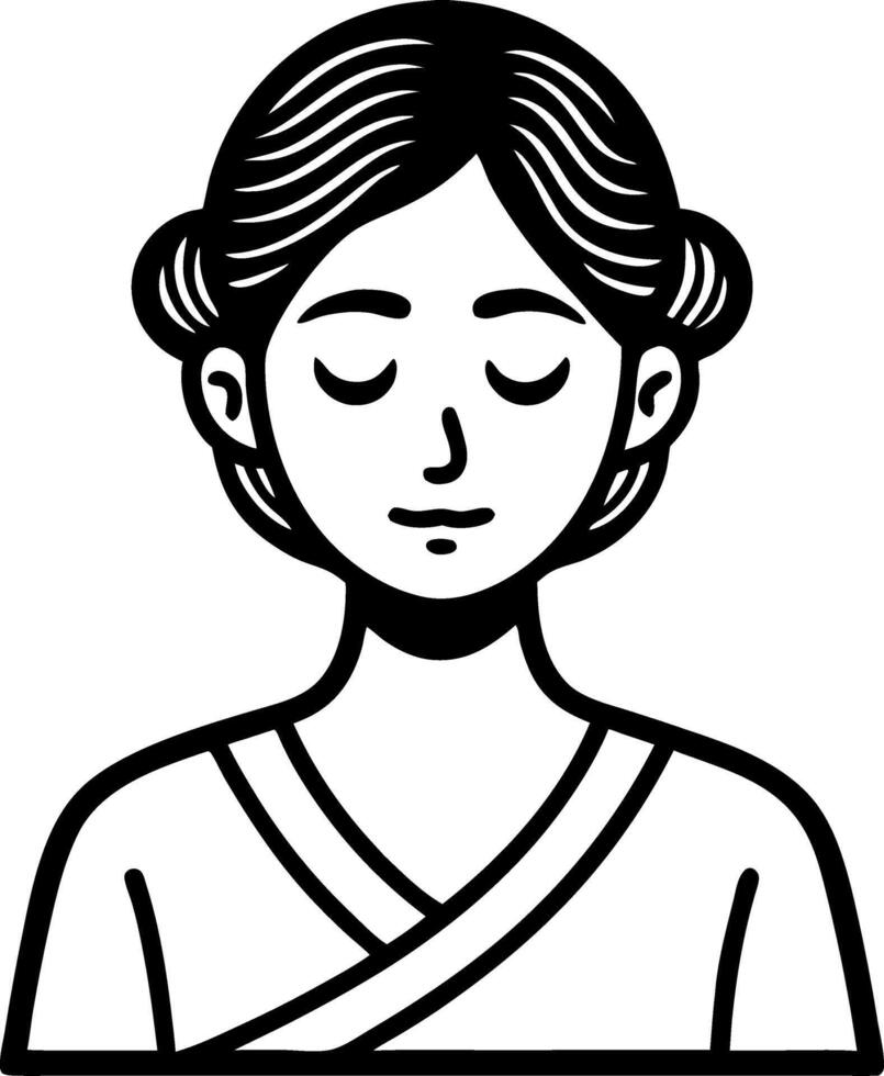 Serene Woman Illustration with Closed Eyes for Meditation and Mindfulness Themes vector
