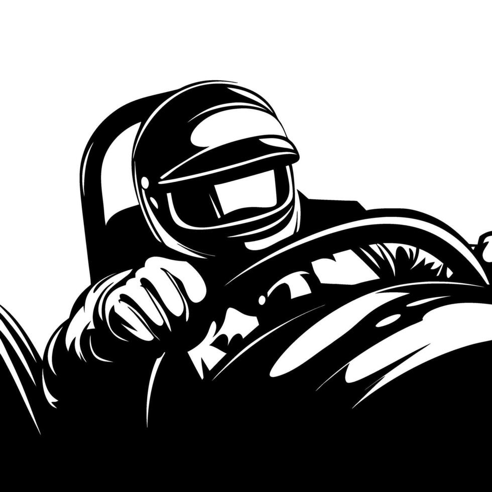 Dynamic Racing Driver in Action Detailed Design for Automotive Enthusiasts vector