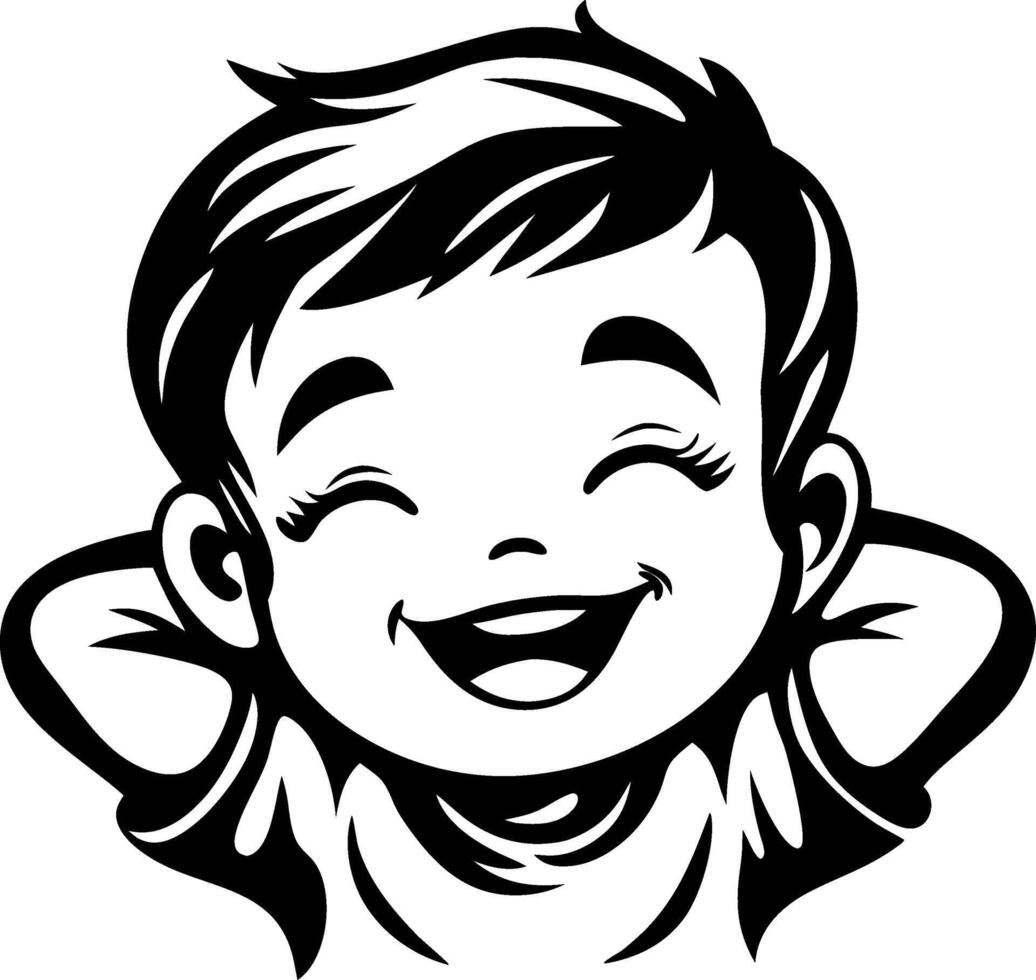 Joyful Smiling Boy Character with Hands Behind Head Perfect for Coloring Book and Tattoo Design vector