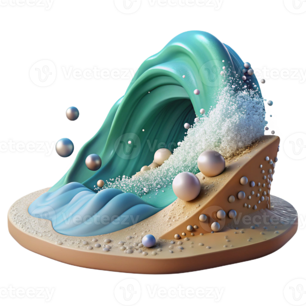 extraordinary classic Ocean Wave and Sand Isolated for Coastal Landscapes premium png