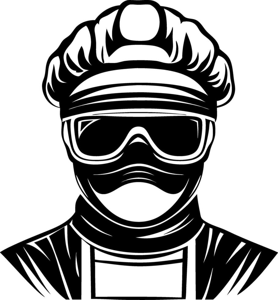 Illustration of a Vintage Worker in Protective Gear for Design and Tattoo Inspiration vector