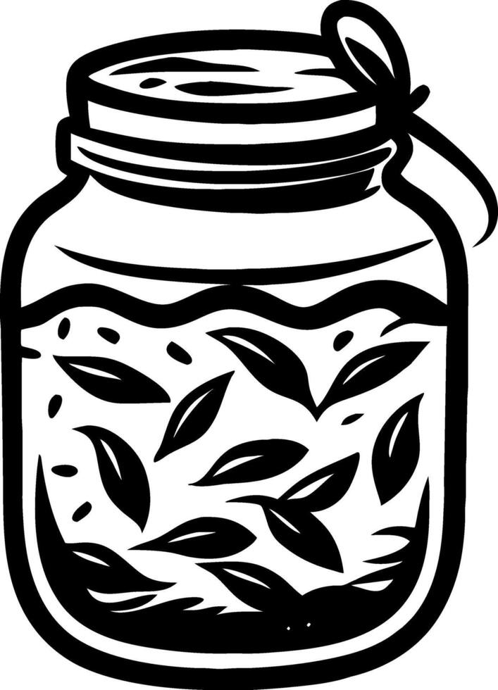 Glass Jar Filled with Leaves Herbal Tea Design for Crafting and DIY Projects vector