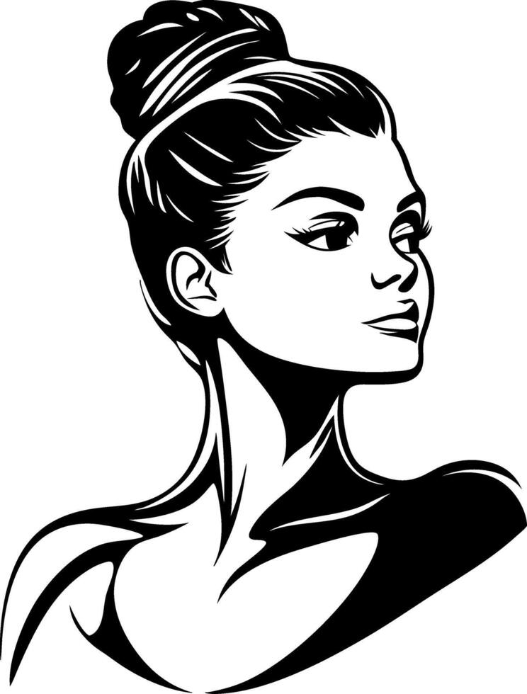 Elegant Woman Profile Silhouette for Fashion Illustration and Tattoo Design vector