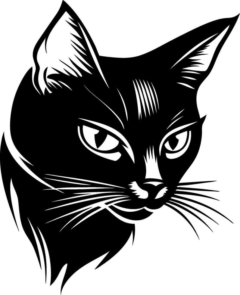 Elegant Black Cat Head Illustration for Tattoo Design and Home Decor vector