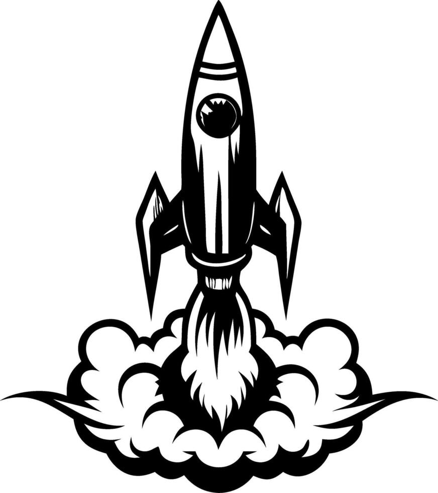 Rocket Launch with Flames and Smoke Emission Dynamic Space Exploration Illustration vector