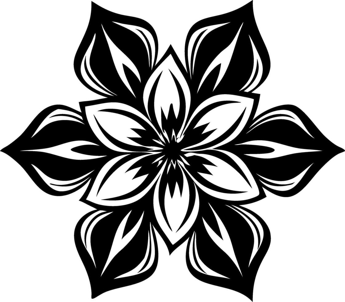 Intricate Black Floral Mandala Design for Tattoo Artwork and Coloring Projects vector
