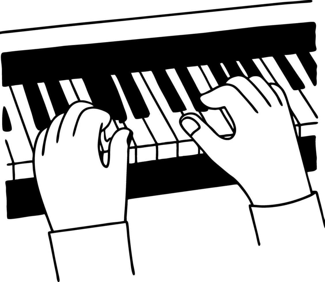 Hands Playing Piano Keys Illustration Perfect for Music Education and Decoration vector
