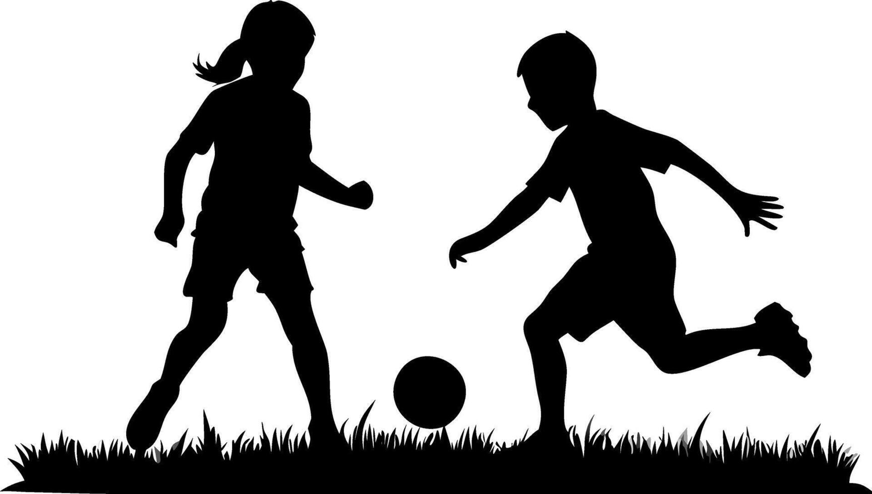 Active Children Playing Soccer in Silhouette Design for Sports Themes and Educational Materials vector