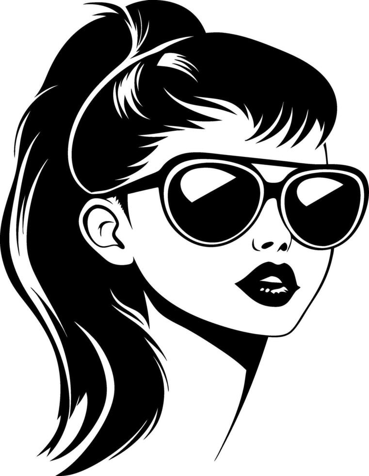 Stylish Woman in Sunglasses Portrait Design for Fashion and Pop Culture Themes vector